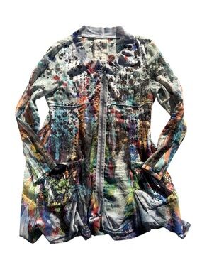 Y2K Euro Abstract Print Zip Front Top Fairycore XL